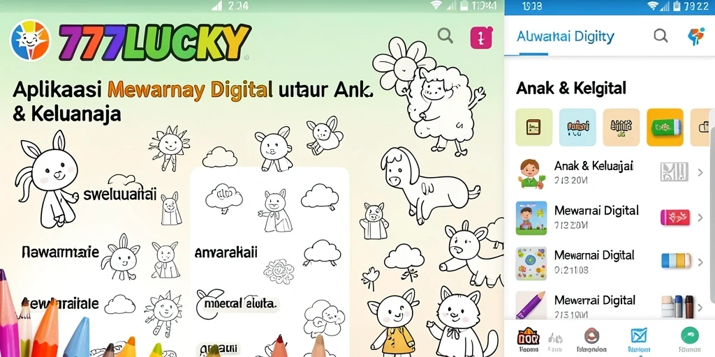 Antarmuka aplikasi Mewarnai Digital yang interaktif dan penuh warna.