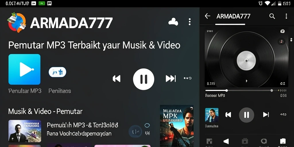 Antarmuka pengguna ARMADA777 menampilkan kemudahan akses musik.