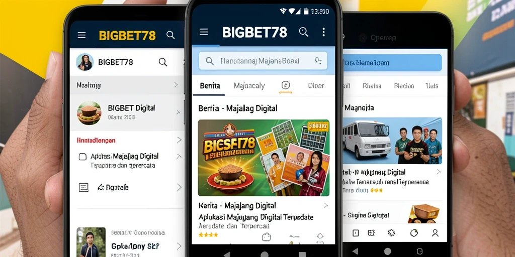 Antarmuka utama aplikasi BIGBET78 yang menampilkan berita terkini.