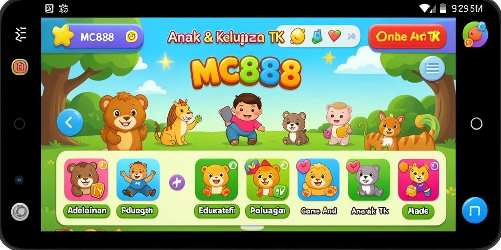 Tampilan antarmuka MC888 yang ceria dan interaktif.