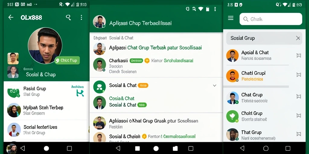 Tampilan antarmuka utama OLX888 dengan fitur chat grup yang intuitif.
