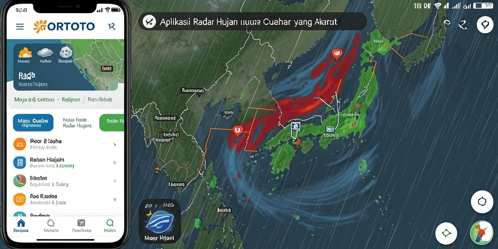Tampilan antarmuka radar hujan SORTOTO yang informatif dan interaktif.