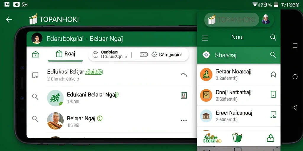 Tampilan antarmuka aplikasi Belajar Ngaji yang menarik dan interaktif.