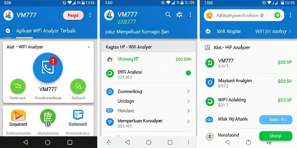 Antarmuka aplikasi VM777 menampilkan grafik analisis jaringan WiFi dengan jelas.